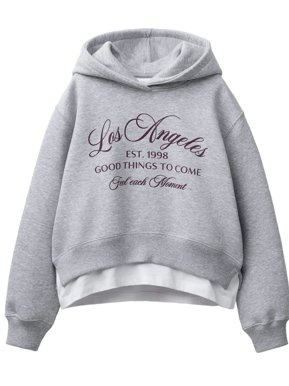 Zara Varsity Printed Double Hem Bottom Hooded Sweatshirt Girls Size 9-10